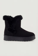Pom Poms Faux Suede Platform Winter Boots