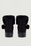 Pom Poms Faux Suede Platform Winter Boots