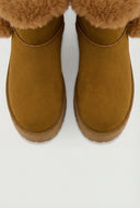 Pom Poms Faux Suede Platform Winter Boots