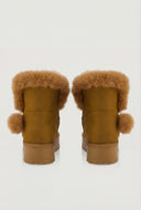 Pom Poms Faux Suede Platform Winter Boots