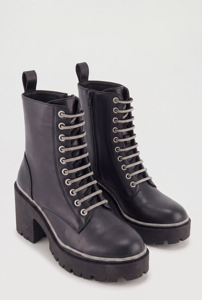 Opal Glam Trim Combat Boots