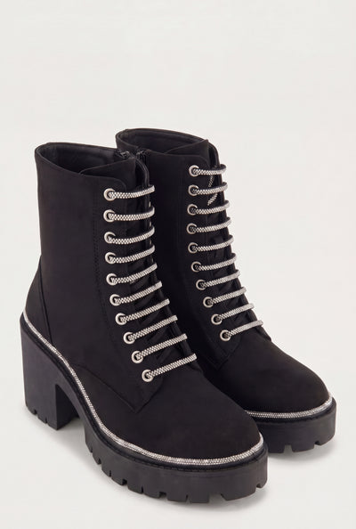 Opal Glam Trim Combat Boots
