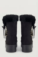 Pearl Bow Lace-Up Winter Boots