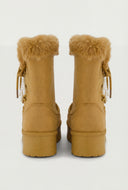 Pearl Bow Lace-Up Winter Boots