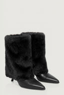 Faux Fur Pointed Toe Kitten Heel Booties