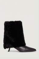 Faux Fur Pointed Toe Kitten Heel Booties