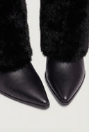 Faux Fur Pointed Toe Kitten Heel Booties