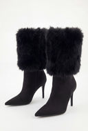 Faux Fur Cuff Stiletto Booties