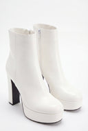 Zip Block Heel Platform Booties
