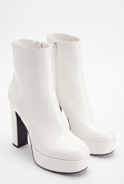 Zip Block Heel Platform Booties