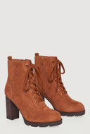 Block Heel Ankle Combat Boots