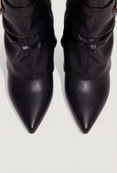 Metallic Lock Fold Over Stiletto Ankle Booties