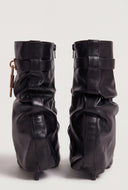 Metallic Lock Fold Over Stiletto Ankle Booties