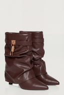 Metallic Lock Fold Over Stiletto Ankle Booties