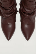 Metallic Lock Fold Over Stiletto Ankle Booties