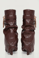 Metallic Lock Fold Over Stiletto Ankle Booties