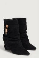 Metallic Lock Fold Over Stiletto Ankle Booties