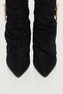 Metallic Lock Fold Over Stiletto Ankle Booties