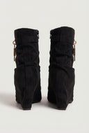 Metallic Lock Fold Over Stiletto Ankle Booties