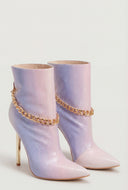 Faux Croc Chain Detail Stiletto Booties