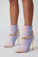 Faux Croc Chain Detail Stiletto Booties