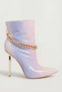 Faux Croc Chain Detail Stiletto Booties