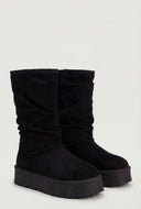 Faux Fur Lined Mid-Calf Slouch Boots