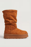 Faux Fur Lined Mid-Calf Slouch Boots