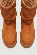 Faux Fur Lined Mid-Calf Slouch Boots