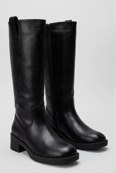 Mid Calf Square Toe Riding Boots