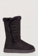 Faux Suede Horn Toggle Winter Boots