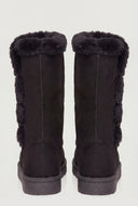 Faux Suede Horn Toggle Winter Boots