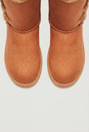 Faux Suede Horn Toggle Winter Boots