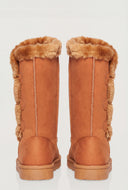 Faux Suede Horn Toggle Winter Boots