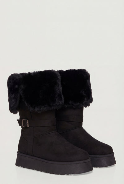 Fold Over Cuff Platform Winter Boots