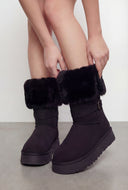Fold Over Cuff Platform Winter Boots