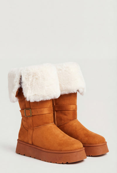 Fold Over Cuff Platform Winter Boots