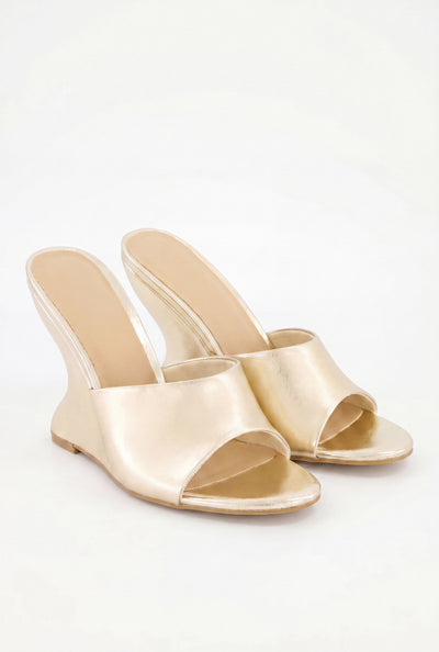 Sculpted Wedge Mule Sandals