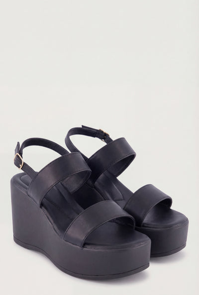 Double Band Platform Wedge Sandals