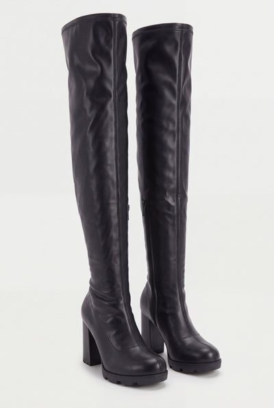 Chunky Heel Over The Knee Boots