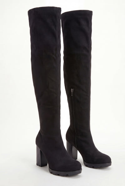 Chunky Heel Over The Knee Boots