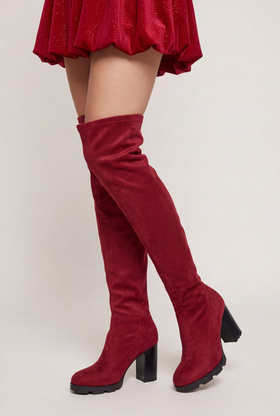 Chunky Heel Over The Knee Boots