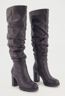 Scrunch Knee-High Block Heel Boots