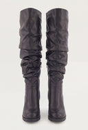Scrunch Knee-High Block Heel Boots