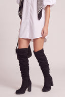 Scrunch Knee-High Block Heel Boots
