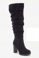 Scrunch Knee-High Block Heel Boots