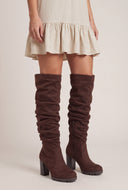Scrunch Knee-High Block Heel Boots