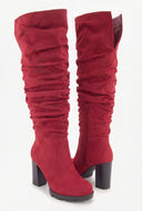 Scrunch Knee-High Block Heel Boots