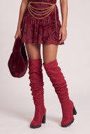Scrunch Knee-High Block Heel Boots
