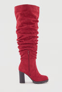 Scrunch Knee-High Block Heel Boots